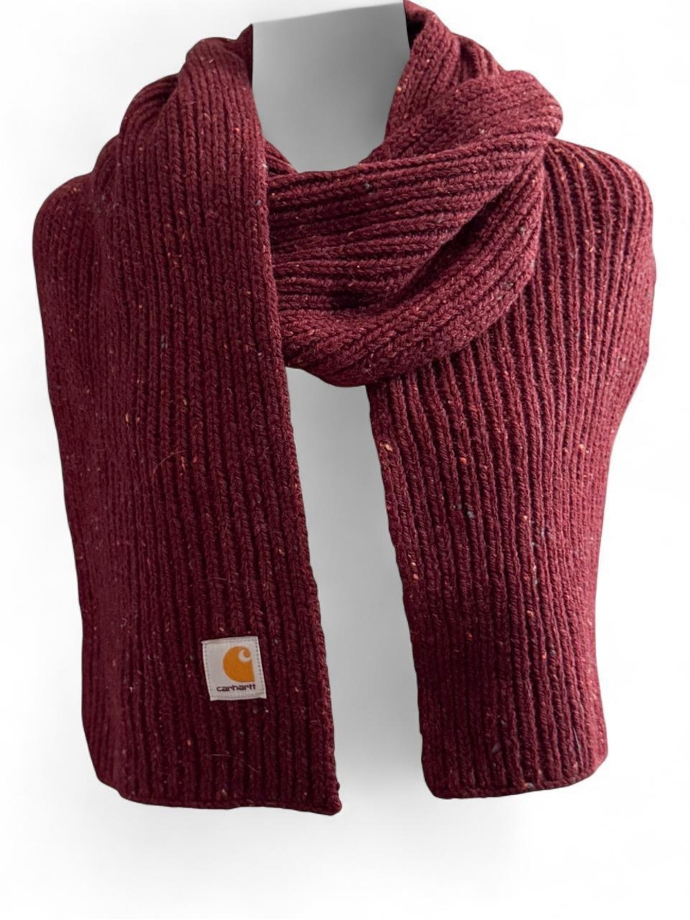 Carhartt Burgundy Ribbed Knit Scarf | Excellent Condition | 71” Long